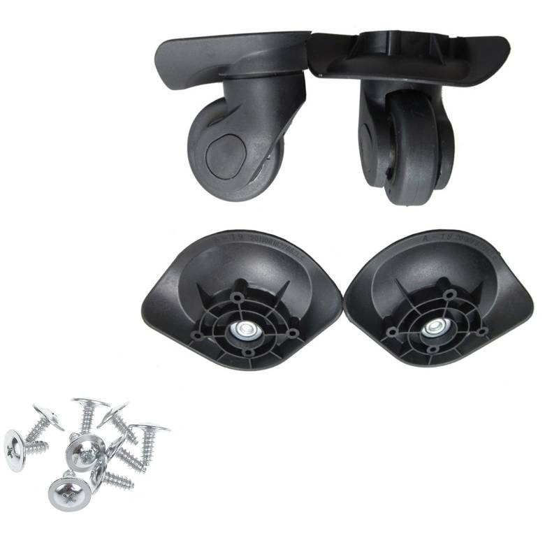 PTILSERY A19 Gepäckrollen Koffer einreihig Roller Hardware Reparaturset 360° Spinner Rollen Rad 1 Paar Schwarz mit Schrauben von PTILSERY