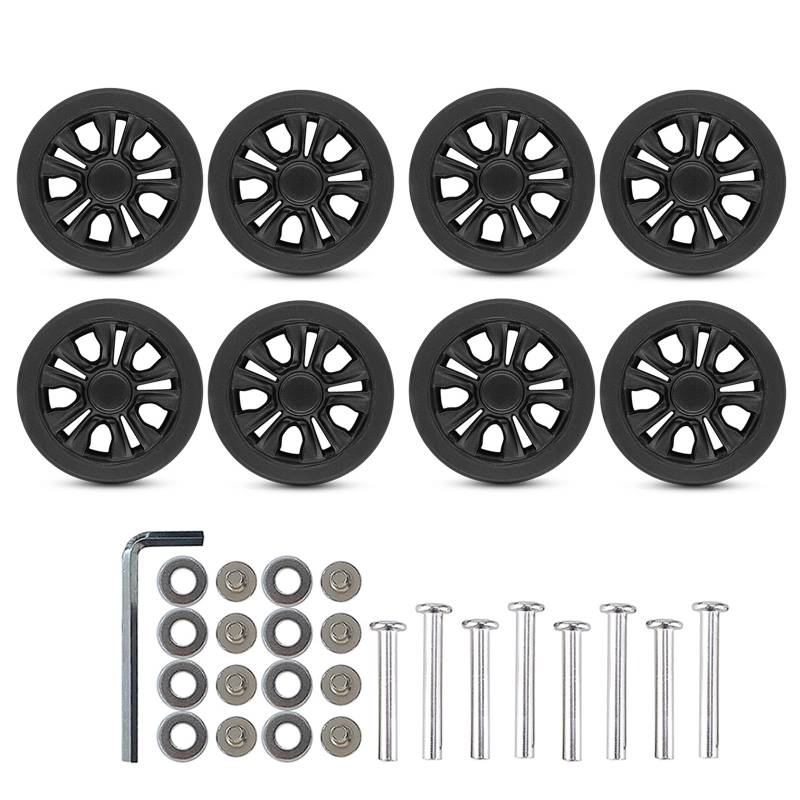 PTILSERY Gepäck-Ersatzräder, 55 x 11 mm, Doppel-Räder, Gummi, Koffer-Reparatur-Kits, einfache Installation, 8 Stück von PTILSERY