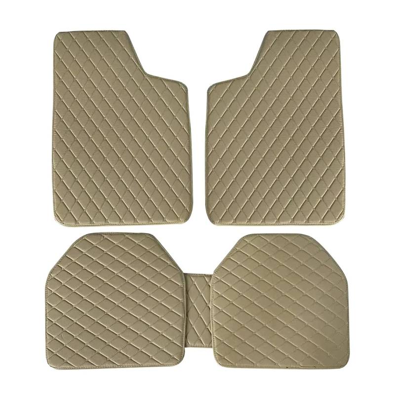 5-teiliges Auto-Fußmatten-Set aus Leder, rutschfest, wasserdicht, for den Auto-Fußbodenschutz, Auto-Innenraumteppich(Beige) von PTISXV