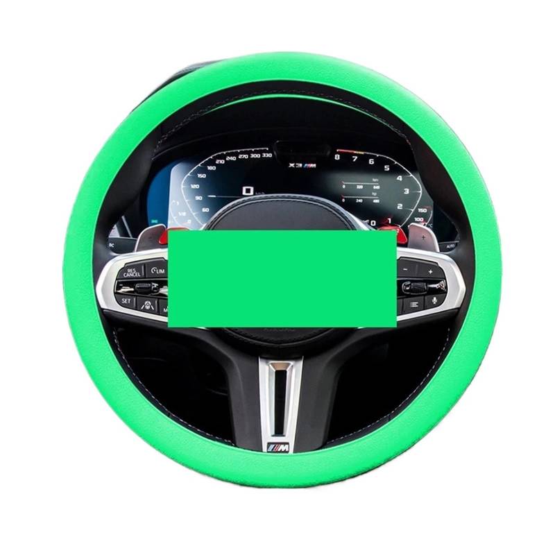 rutschfeste Lenkradabdeckung aus Silikon fürs Auto, D-förmige Lenkradbezüge mit elastischer Textur, Auto-Dekorationszubehör(Green) von PTISXV