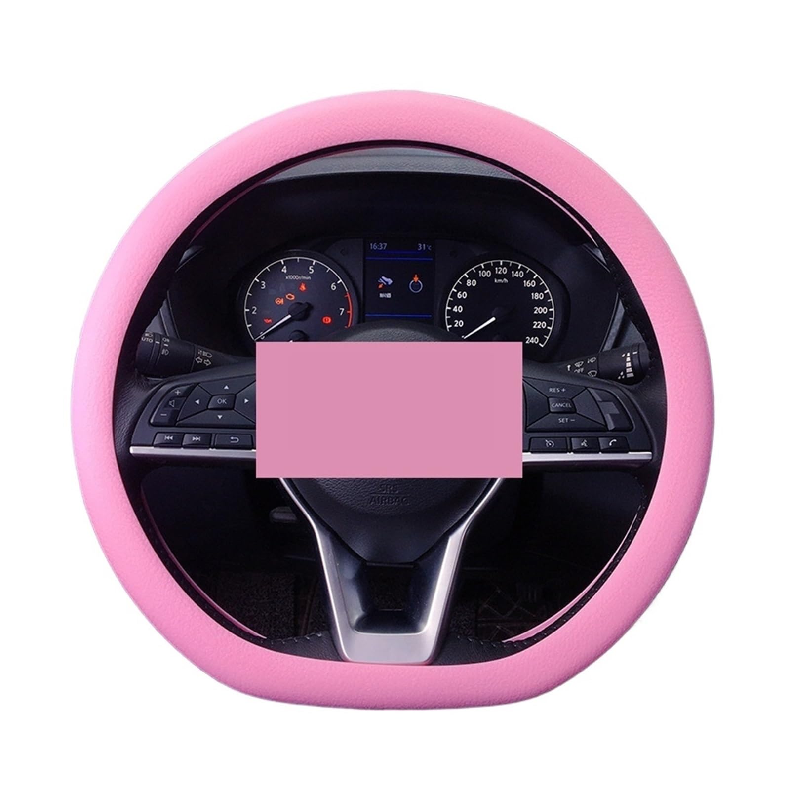 rutschfeste Lenkradabdeckung aus Silikon fürs Auto, D-förmige Lenkradbezüge mit elastischer Textur, Auto-Dekorationszubehör(Pink) von PTISXV