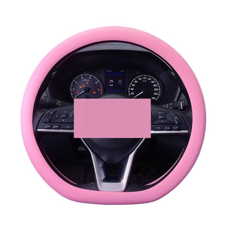 rutschfeste Lenkradabdeckung aus Silikon fürs Auto, D-förmige Lenkradbezüge mit elastischer Textur, Auto-Dekorationszubehör(Pink) von PTISXV