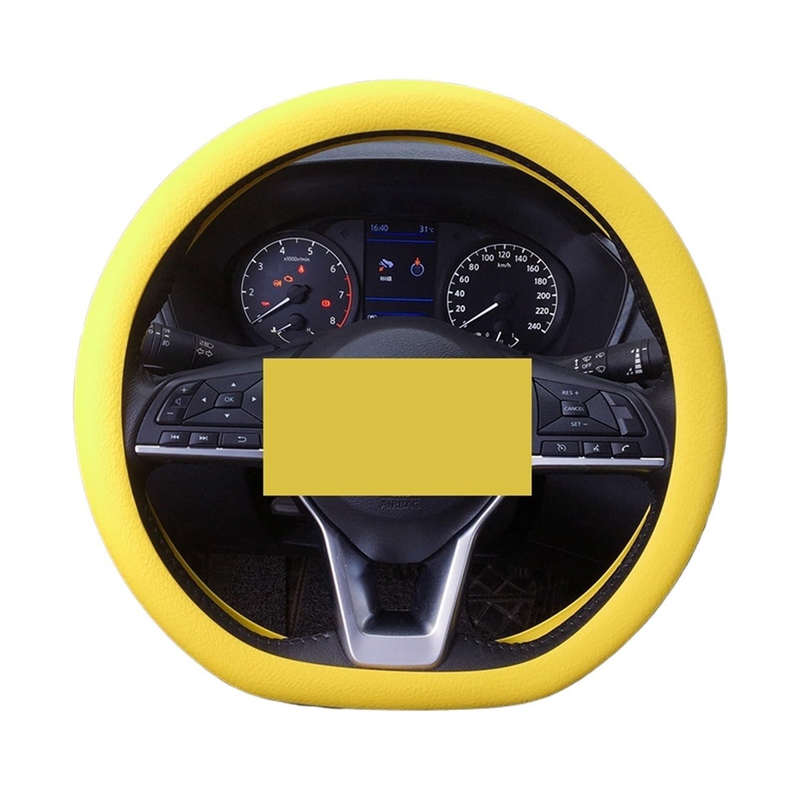 rutschfeste Lenkradabdeckung aus Silikon fürs Auto, D-förmige Lenkradbezüge mit elastischer Textur, Auto-Dekorationszubehör(Yellow) von PTISXV