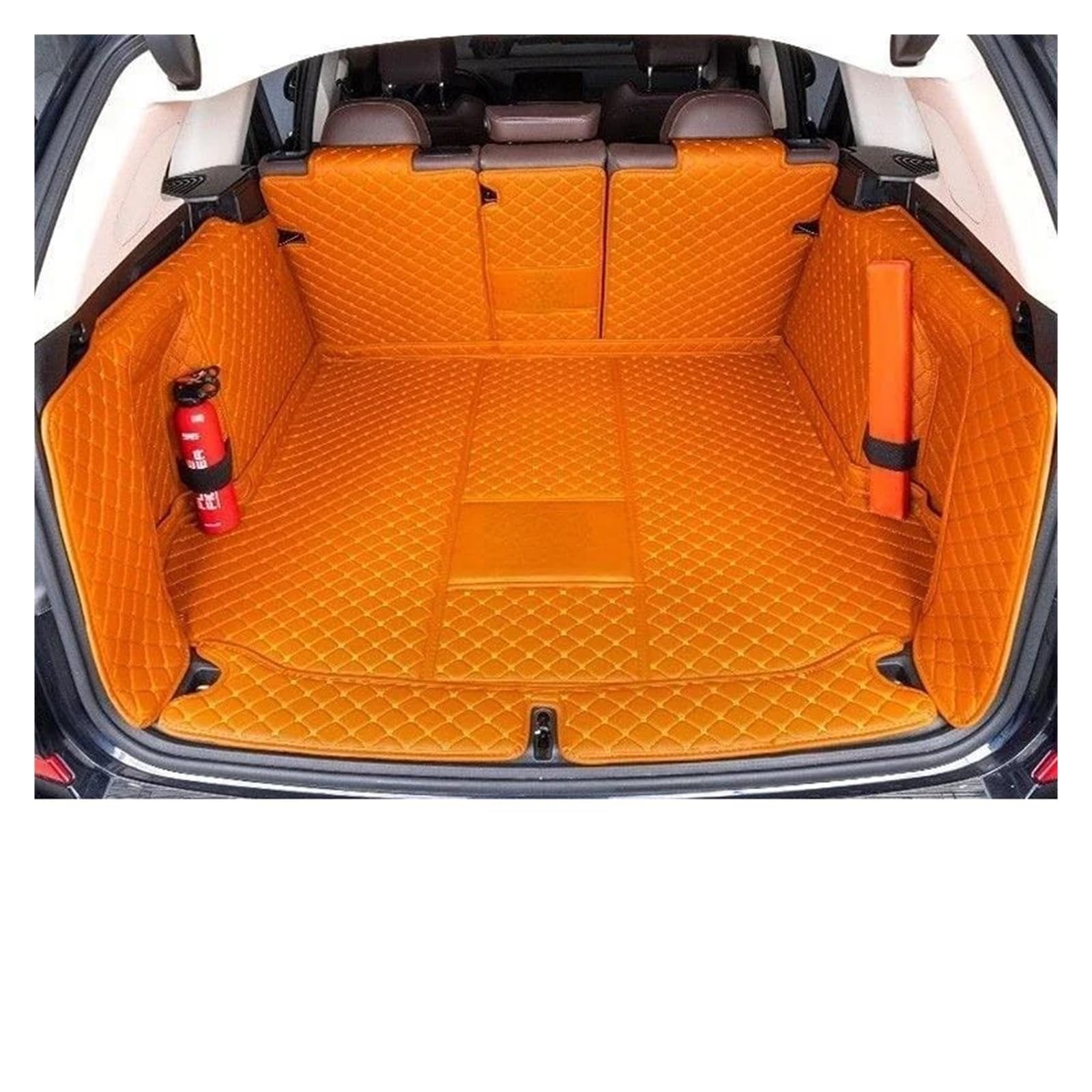 Auto Kofferraummatte Für Benz Für EQB 350 Für Energie Für SUV Komplett Geschlossene Kofferraum Matte Kissen Cargo Liner Spezielle Kissen Auto Innen Dekoration Kofferraum Teppich(Full Orange) von PTLYE