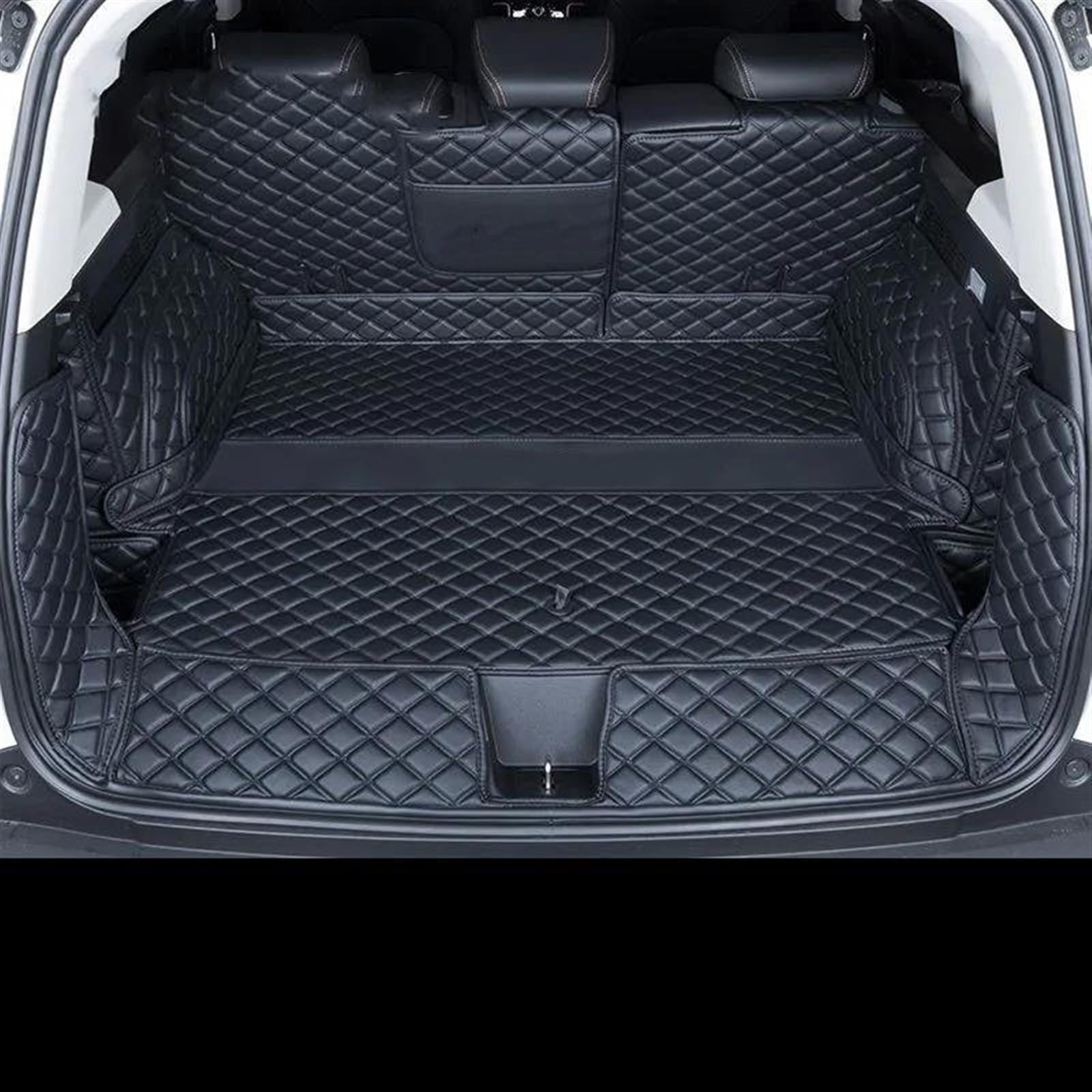 Auto Kofferraummatte Für Haval Für Dargo 2021 2022 2023 2024 Auto Stamm Matten Zubehör Innen ECO Freundliche Leder Auto Boden Matte Stamm Teppich Kofferraum Teppich(Black Full Cover) von PTLYE