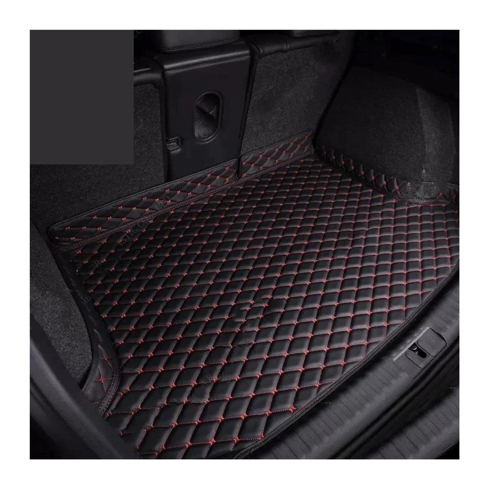 Auto Kofferraummatte Für Hyundai Für Tucson 2021 2022 2023 2024 Leder Kofferraum Matte Auto Zubehör Auto Innen Dekoration Kofferraum Teppich(Black-Red) von PTLYE