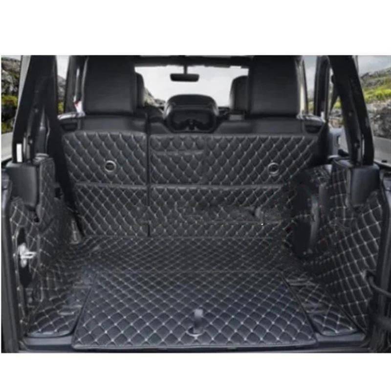 Auto Kofferraummatte Für Jeep Für Wrangler Für JL 4 Tür 2022-2018 Spezielle Auto Stamm Matten Langlebige Cargo Liner Boot Teppiche Für Wrangler 2021 Kofferraum Teppich(Black beige B) von PTLYE