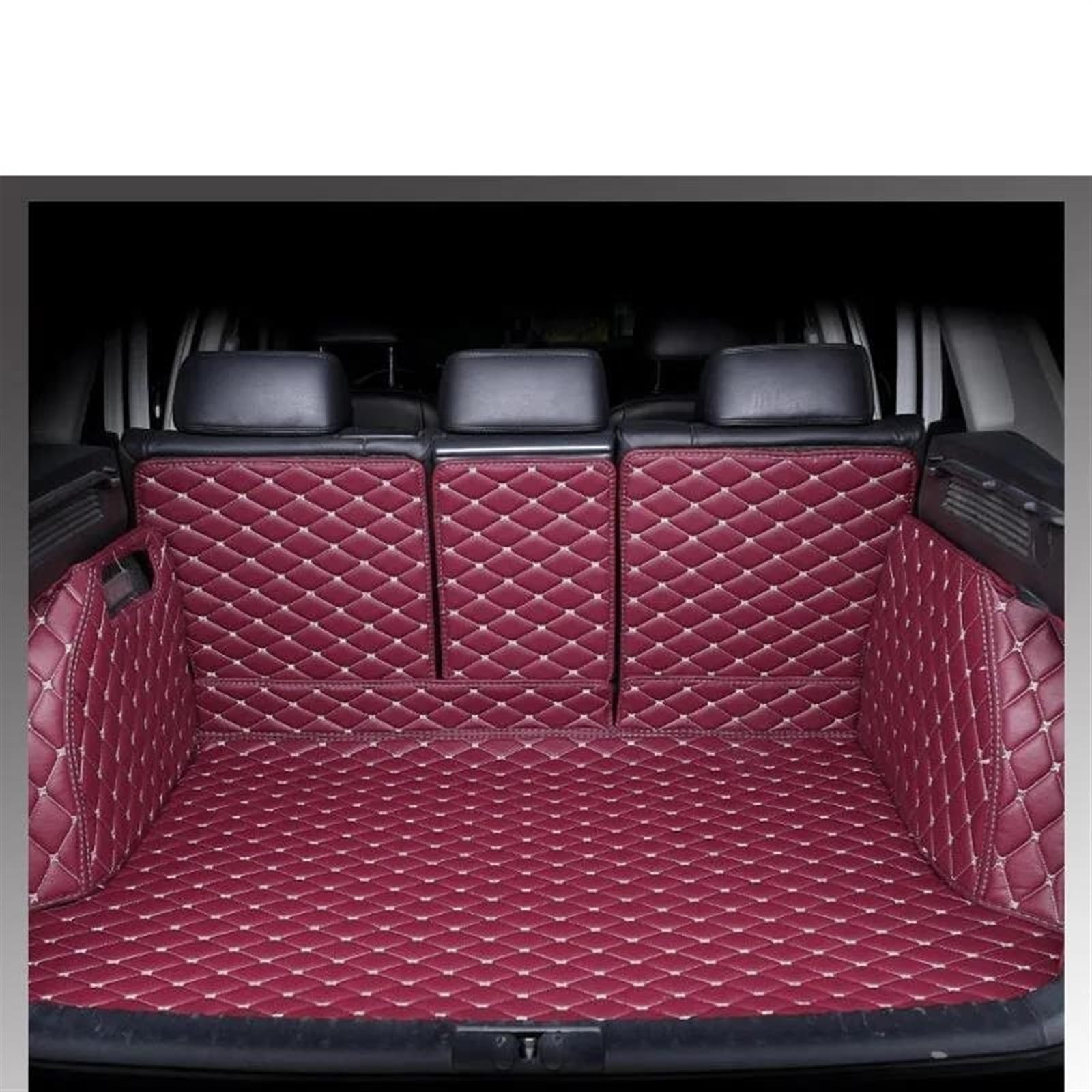 Auto Kofferraummatte Für Kia Für Sorento Für Gia Für Sorento Für MQ4 2021-2023 7 Sitze Auto Stamm Matten Pads Leder Matte Fach Teppich Schlamm Auto Zubehör Universal Kofferraum Teppich(Wine RED 3D) von PTLYE