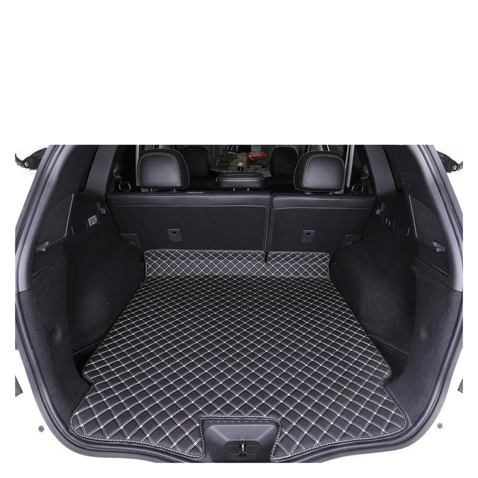 Auto Kofferraummatte Für Koleos 2 Für Samsung Für QM6 2016-2021 Auto Styling Stamm Schutz Matte Leder Pad Auto Dekoration Teppich Zubehör Kofferraum Teppich(Black A 1pcs) von PTLYE