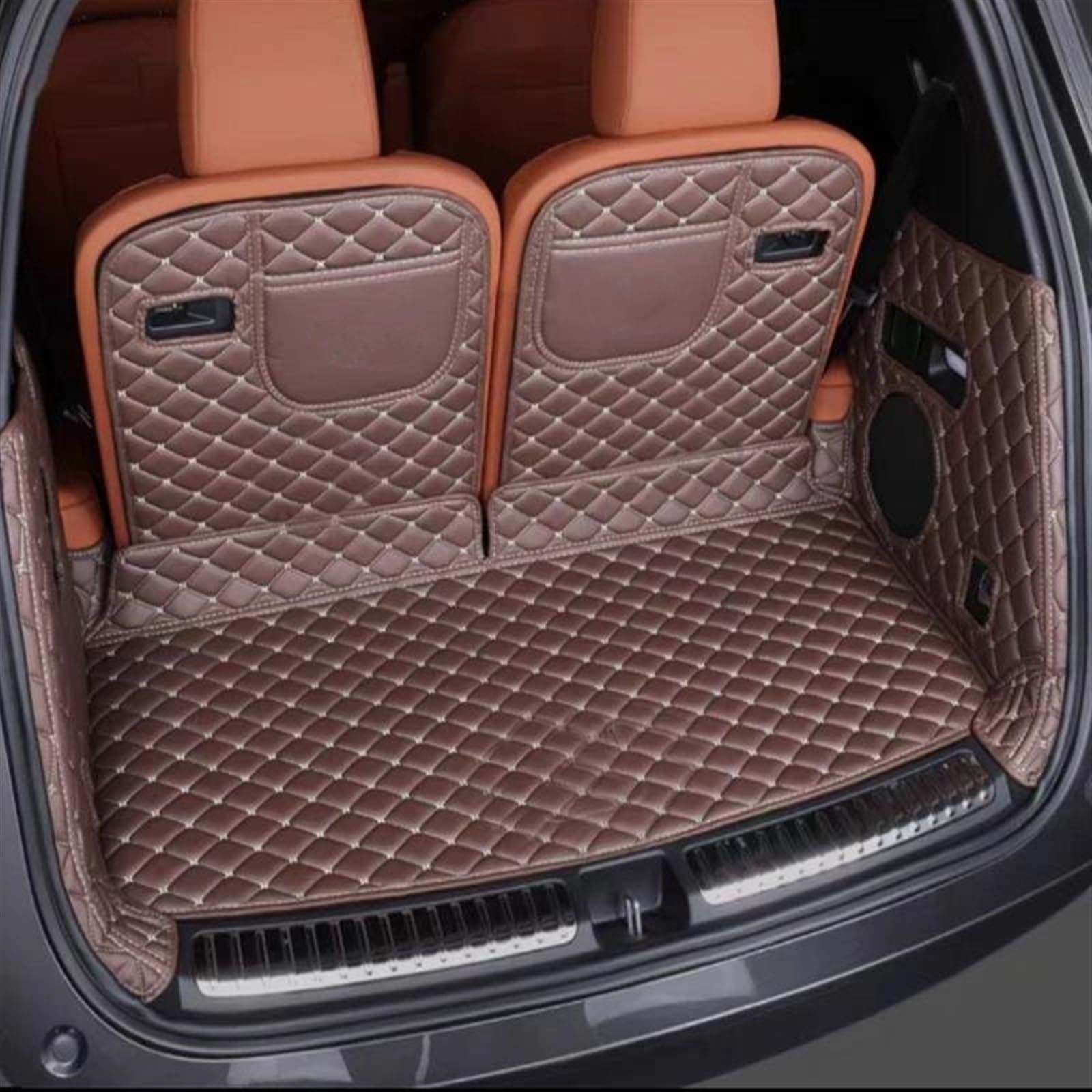 Auto Kofferraummatte Für LI Für L8 Für Lixiang Kofferraummatten Vollständig Umgebenes Leder Langlebige Cargo Liner Kofferraumteppiche Vollständige Abdeckung Kofferraum Teppich(Coffee 5 Pieces) von PTLYE