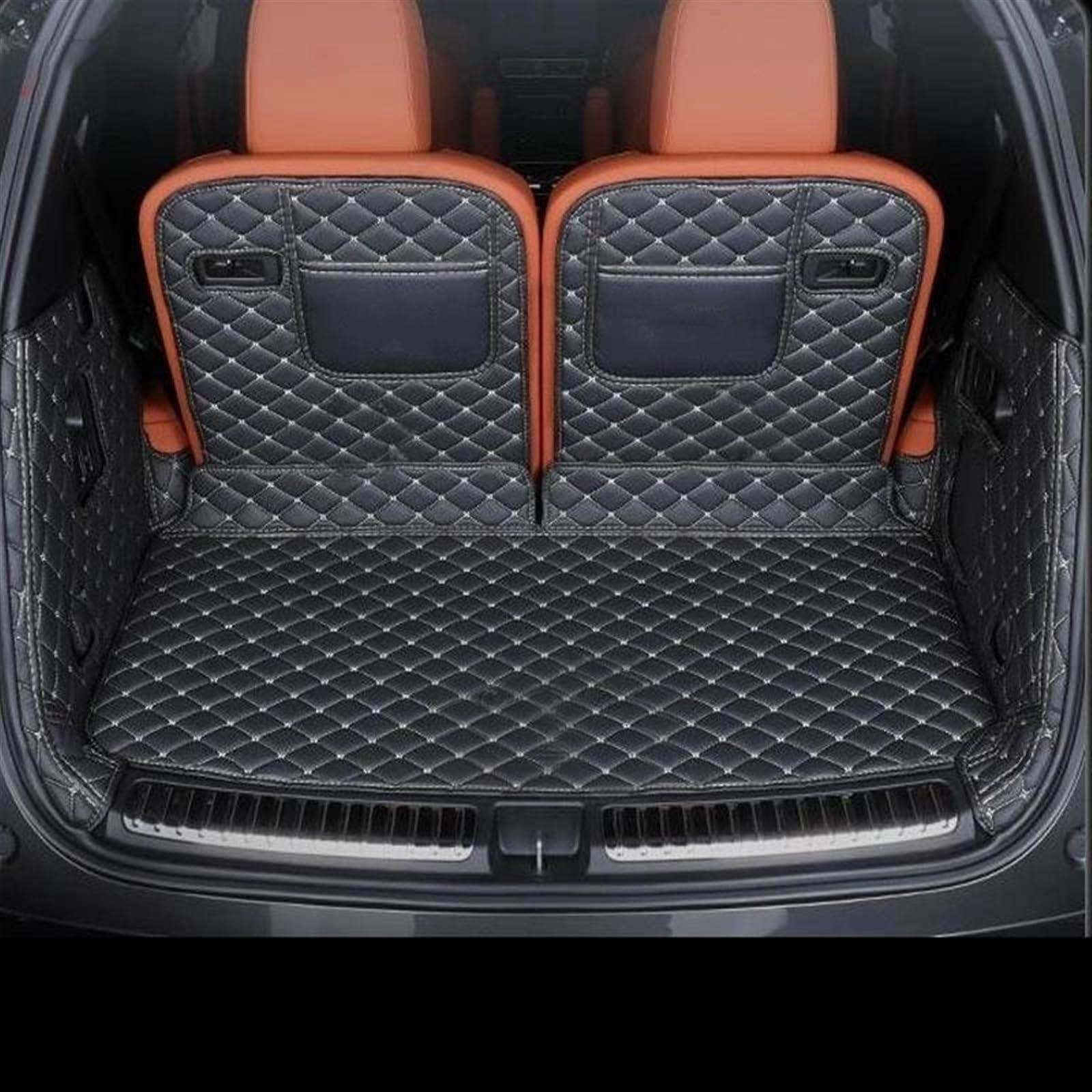 Auto Kofferraummatte Für LI Für L9 Für Lixiang Kofferraummatten Vollständig Umgebenes Leder Langlebige Cargo Liner Kofferraumteppiche Vollständige Abdeckung Kofferraum Teppich(Black 5 Pieces) von PTLYE