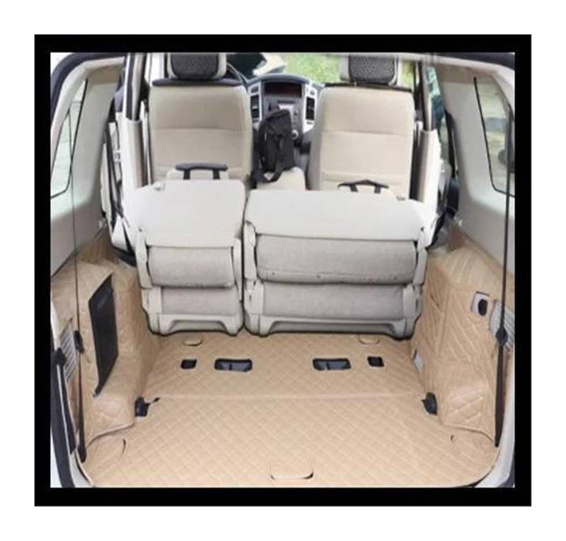 Auto Kofferraummatte Für Mitsubishi Für Pajero V97 V93 V73 2012-2018 Auto Stamm Matten wasserdichte Boot Teppiche Auto Zubehör Innen Kofferraum Teppich(Beige4-piece) von PTLYE