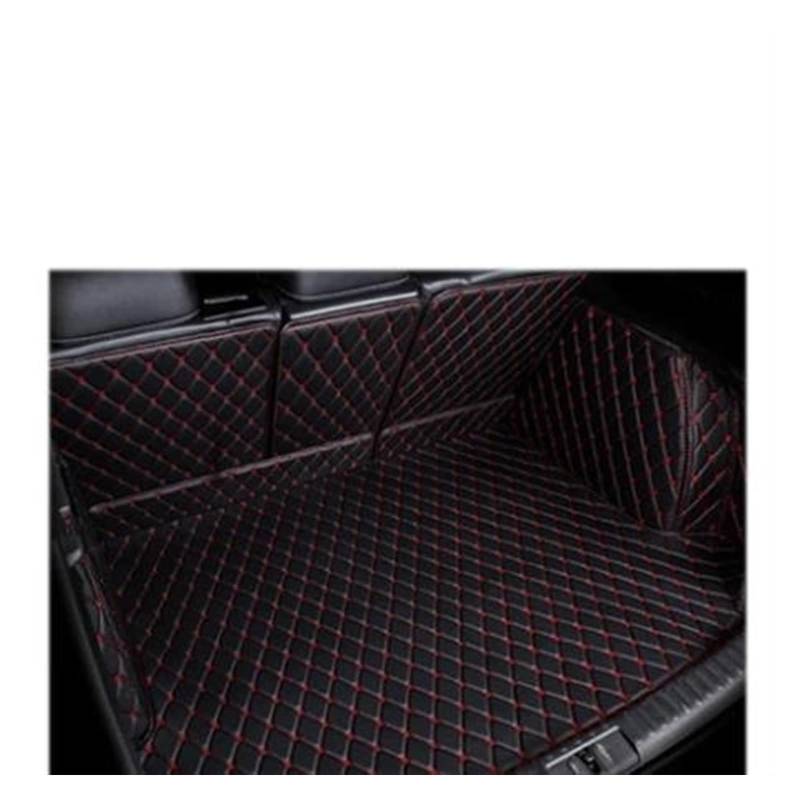 Auto Kofferraummatte Für Nissan Für X-Trail Für T32 Für XTrail 2013 2014 2015 2016 2017 2018 Leder Kofferraum Matte Teppich Cargo-Liner Pad Boot Mat Kofferraum Teppich(2Black red) von PTLYE