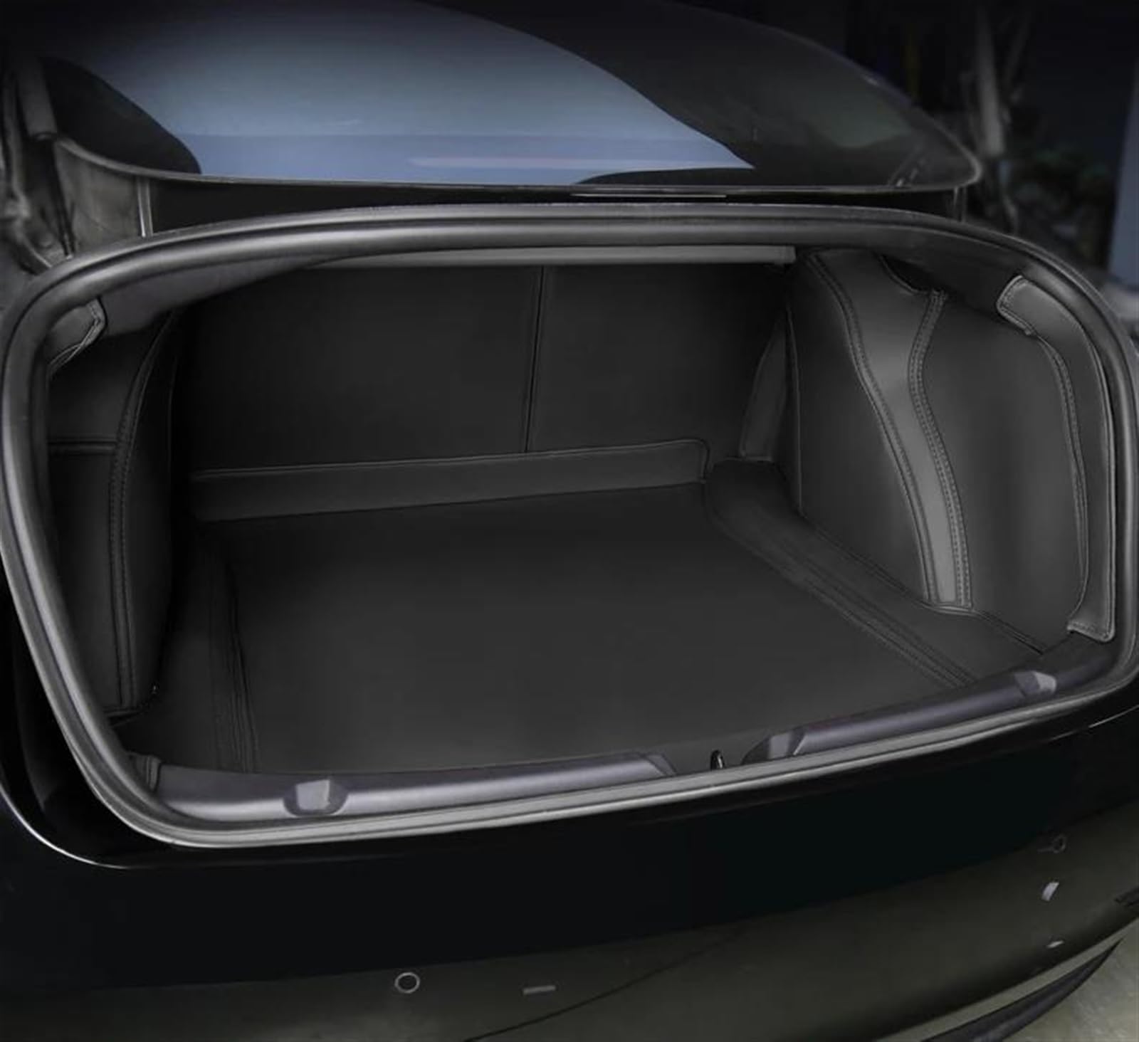 Auto Kofferraummatte Für Tesla Für Modell Für 3 Für Highland 2024 2018-2023 Für Leder Cargo Liners Stamm Matten Boot Teppich Schutz Kofferraum Teppich(M3 Black 2018-23) von PTLYE