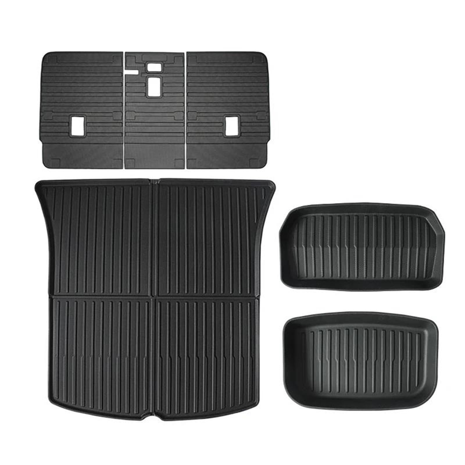 Auto Kofferraummatte Für Tesla Für Modell Für Y Cargo Liner Set Allwetter Kofferraum Matte & Rücksitz Zurück Abdeckung & Kofferraum Seite Teppich Wand Schutz Kofferraum Teppich(4 Kits) von PTLYE