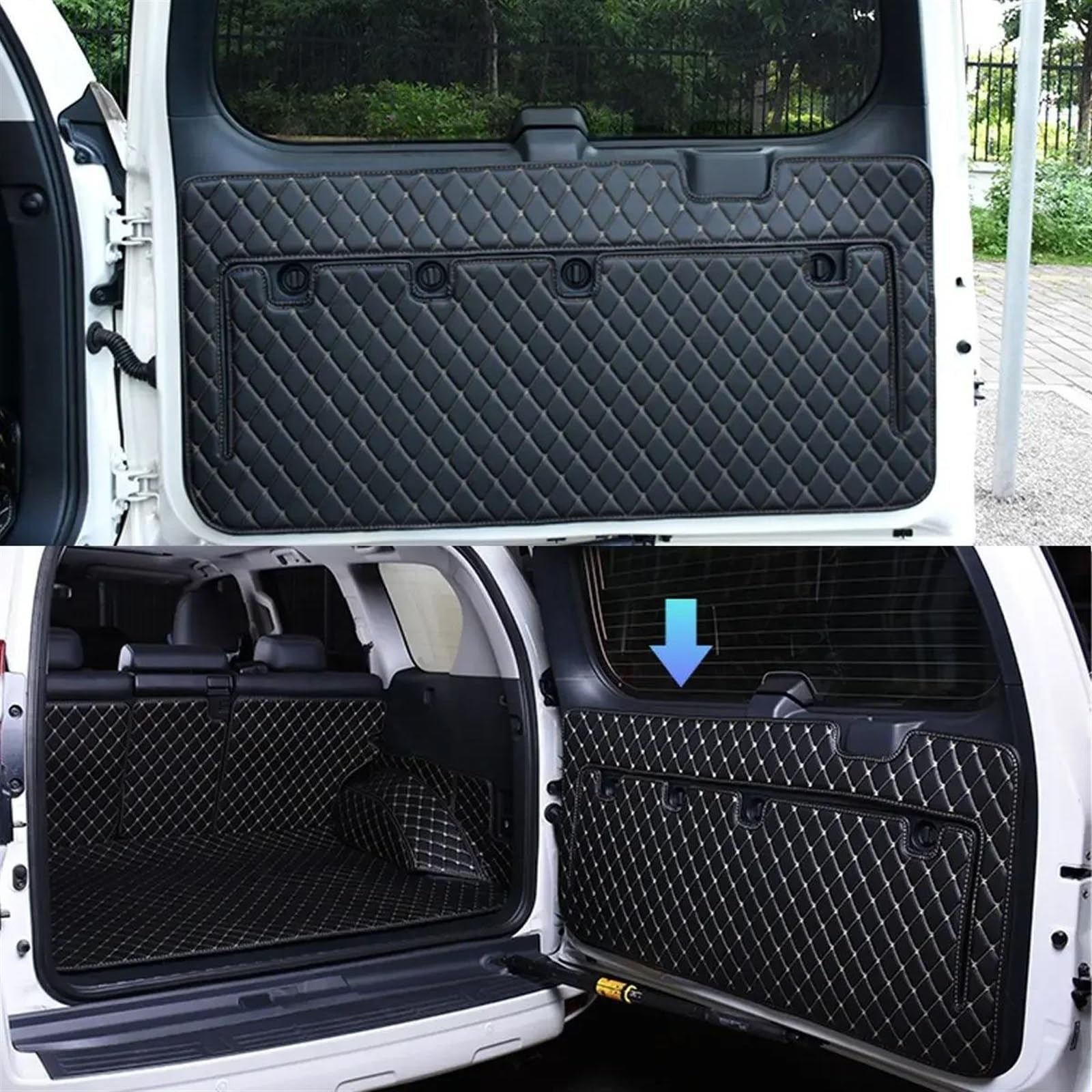 Auto Kofferraummatte Für Toyota Für Land Für Cruiser Für Prado 150 2010-2018 Fracht Hinten Stamm Heckklappe Heckklappe Tür Matte Abdeckung Boden Teppich Schlamm Pad Kick Kofferraum Teppich(Black) von PTLYE