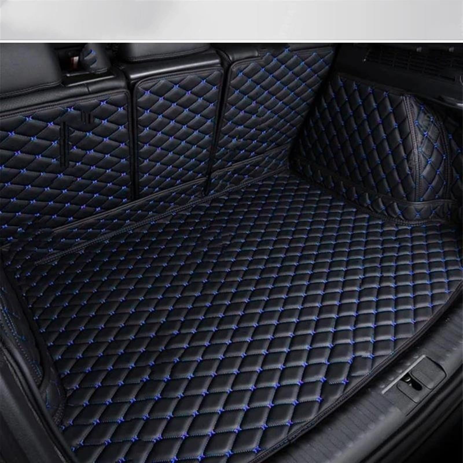 Auto Kofferraummatte Für Tucson 2015-2017 Auto Vollständige Abdeckung Stamm Matte Anti-Schmutz Leder Auto Abdeckung Pad Cargo Liner Innen Schutz Zubehör Kofferraum Teppich(Black-Blue) von PTLYE