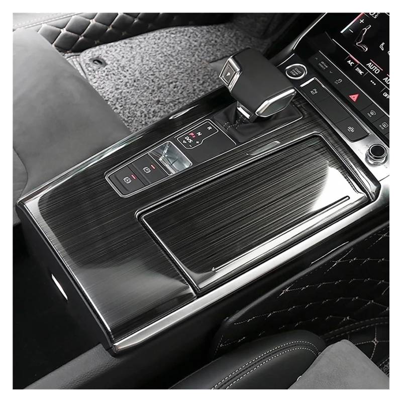 Für A6 C8 2019-2022 Auto Center Control Getriebe Shift Box Panel Rahmen Trim Carbon Muster Schalthebel Abdeckung Innen Zubehör Auto Zentrale Abdeckung Trim Aufkleber(Black) von PTLYE