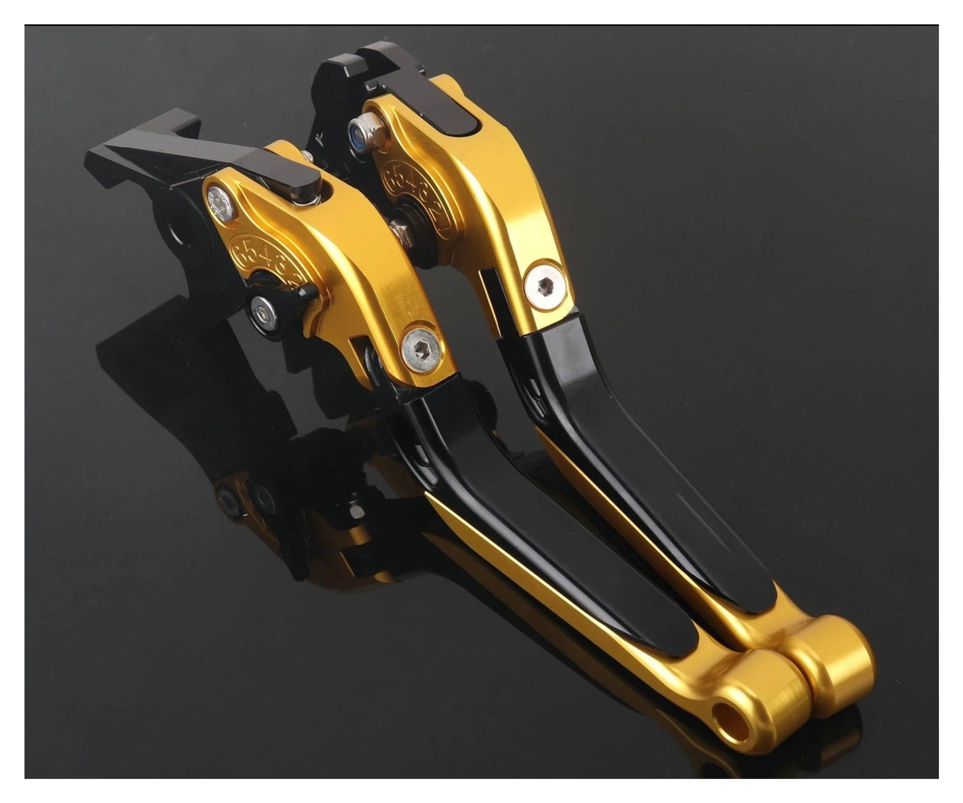 Für NMAX 160/155/125 2015-2024 Motorrad Einstellbare Klappbremshebel Kupplungshebel Set Griff Schutzhebel Motorrad Kupplung BremHebel Brems Kupplungshebel(Gold-Black) von PTLYE