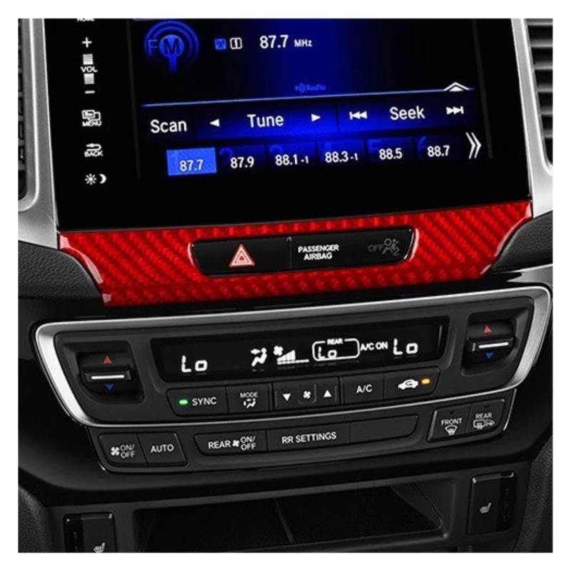 Für Ridgeline 2017-2020 Carbon Fiber Center Navigation Display Panel Abdeckung Auto Innen Zubehör Dekorative Aufkleber Auto Zentrale Abdeckung Trim Aufkleber(3 red) von PTLYE