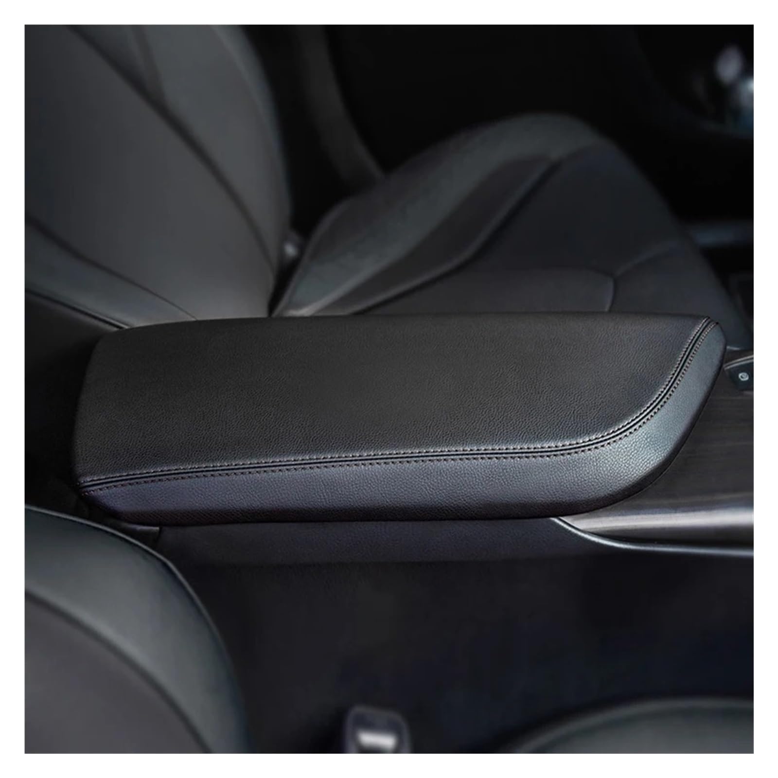 Für Toyota Für Camry Für XV70 2023 2022 2021 2020 2019 2018 Zentrale Steuerung Armlehne Box Schutzhülle Zubehör Leder Pad Auto Zentrale Abdeckung Trim Aufkleber(Black Black line) von PTLYE