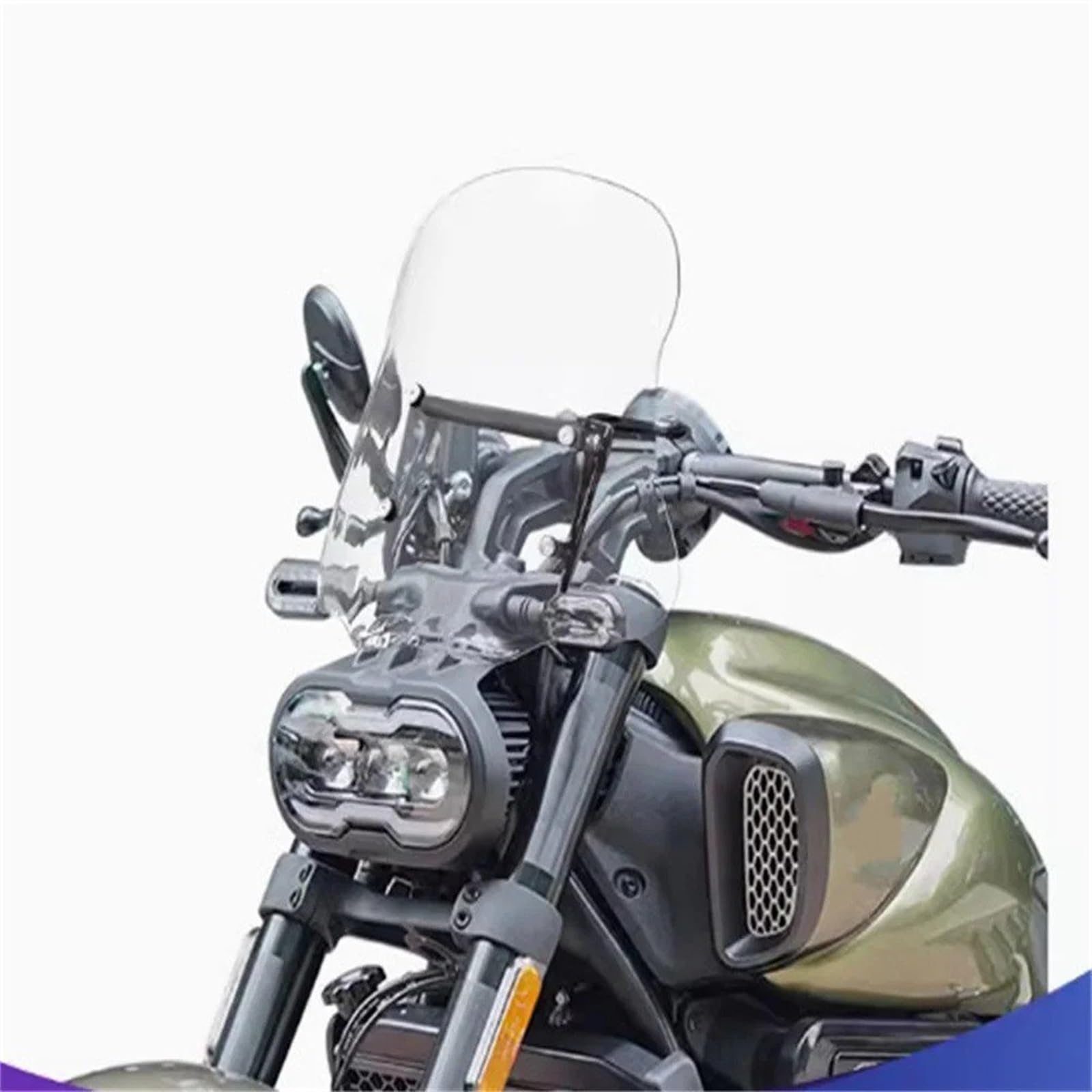 Für VOGE Für CU525 Motorrad-Windschutzscheibe Modifizierte Windschutzscheibe Modifizierte Frontscheiben-Montagehalterung Mit Erweiterter Querstrebe Motorrad Frontscheibe Windschild(44cm transparent) von PTLYE