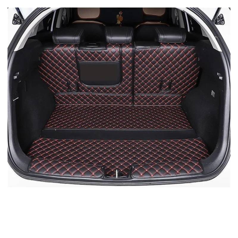 Kofferraummatten Auto Für Haval H3 2024 2025 Zubehör Auto Kofferraum Matte Hinten Stamm Liner Cargo Leder Fach Schutz Zubehör Matten Kofferraum Schutzmatten(A-Black red) von PTLYE