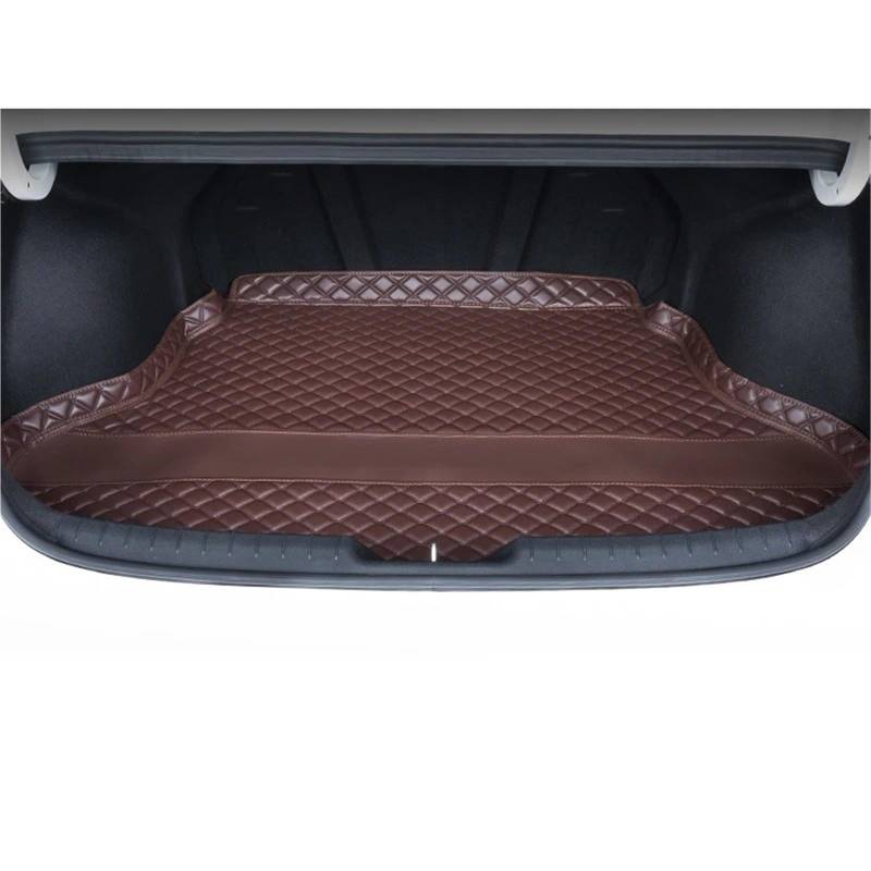 Kofferraummatten Auto Für Hyundai Für Elantra CN7 2020-2024 Auto Styling Benutzerdefinierte Hinten Stamm Matte Leder Auto Fracht Matten Liner Pad Teppich Zubehör Kofferraum Schutzmatten(Brown A) von PTLYE