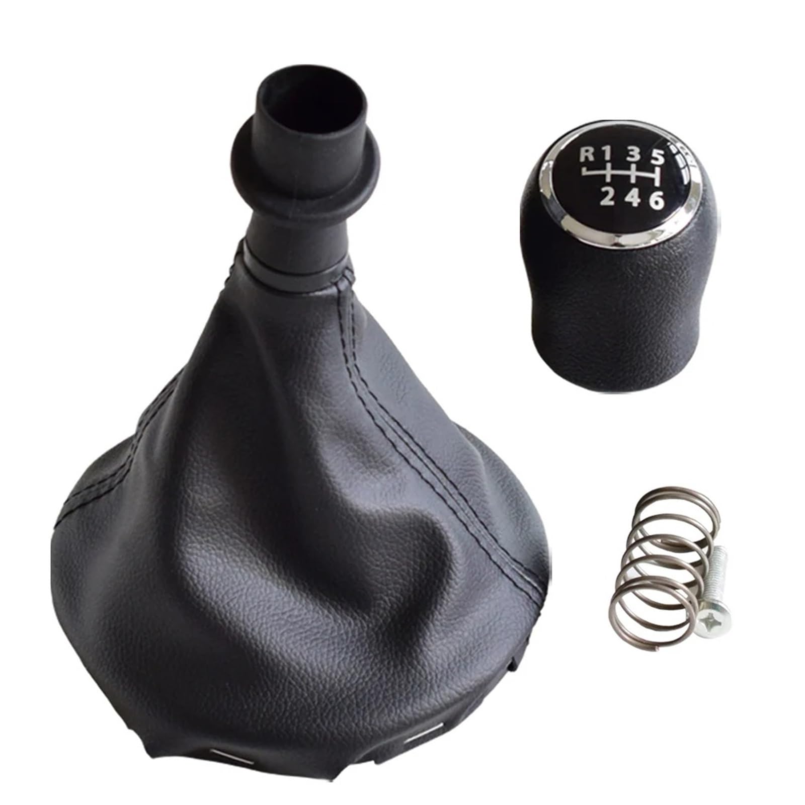 Schaltknauf Für VW Für Transporter Für Multivan Für Caravelle T5 2003 2004 2005 2006 2007 2008 2009 2010 Auto 6 Gang Schalthebel Schaltknauf Ledermanschette Gear Shift Knob(6 Speed-Black) von PTLYE