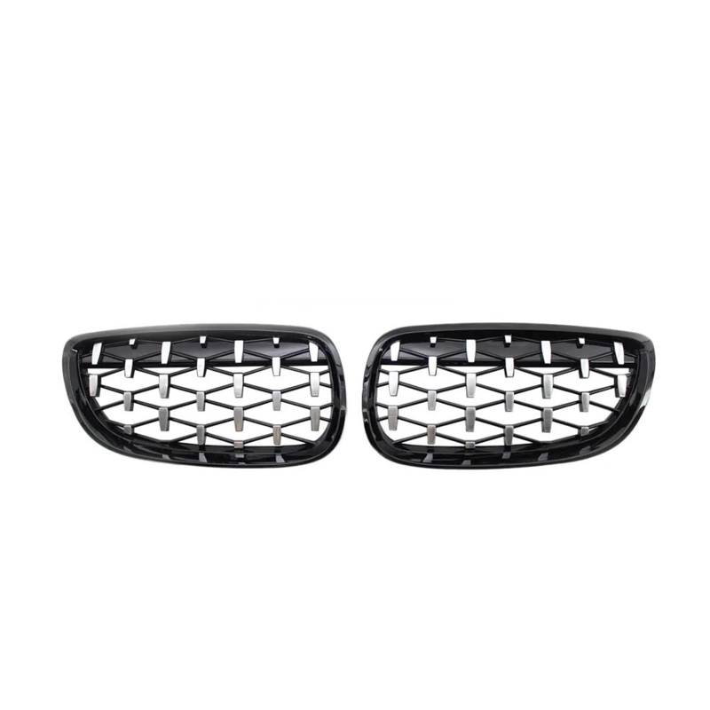 Zentralgrill Vorne Für 3 Für Serie E92 E93 Für Coupe 2006-2010 Chrom Glanz Schwarz Außenzubehör Fronthaube Nierengitter Diamond Meteor Grill Nieren Kühlergrill(Black and Silver) von PTLYE