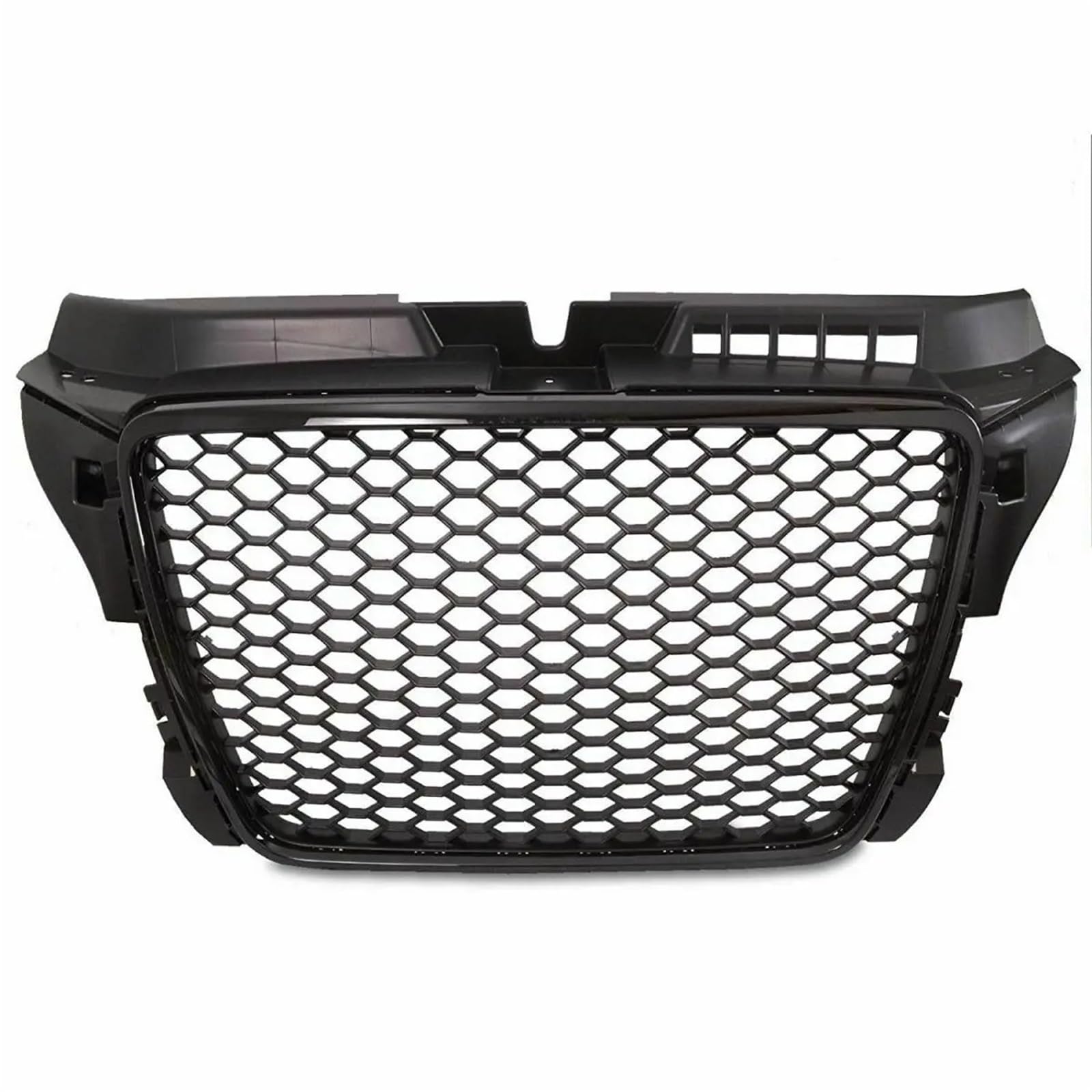 Zentralgrill Vorne Für A3 S3 8P 2009 2010 2011 2012 2013 Vorderer Mittelgrill RS3-Stil Vorderer Sport-Hex-Mesh-Honeycomb-Haubengrill Glänzend Schwarz Nieren Kühlergrill von PTLYE