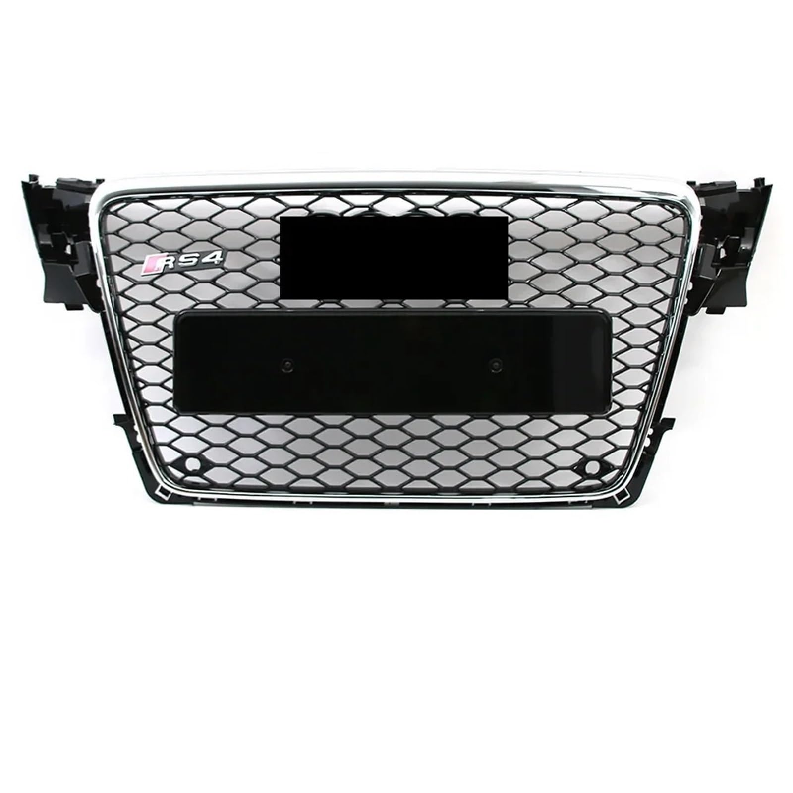 Zentralgrill Vorne Für A4 S4 B8 8T 2009–2012 Glänzend Schwarzer Frontstoßstangengrill Chrom-Silber-Waben-Sport-Mesh-Frontstoßstangengrill Im RS4-Stil Nieren Kühlergrill(Chrome Black) von PTLYE