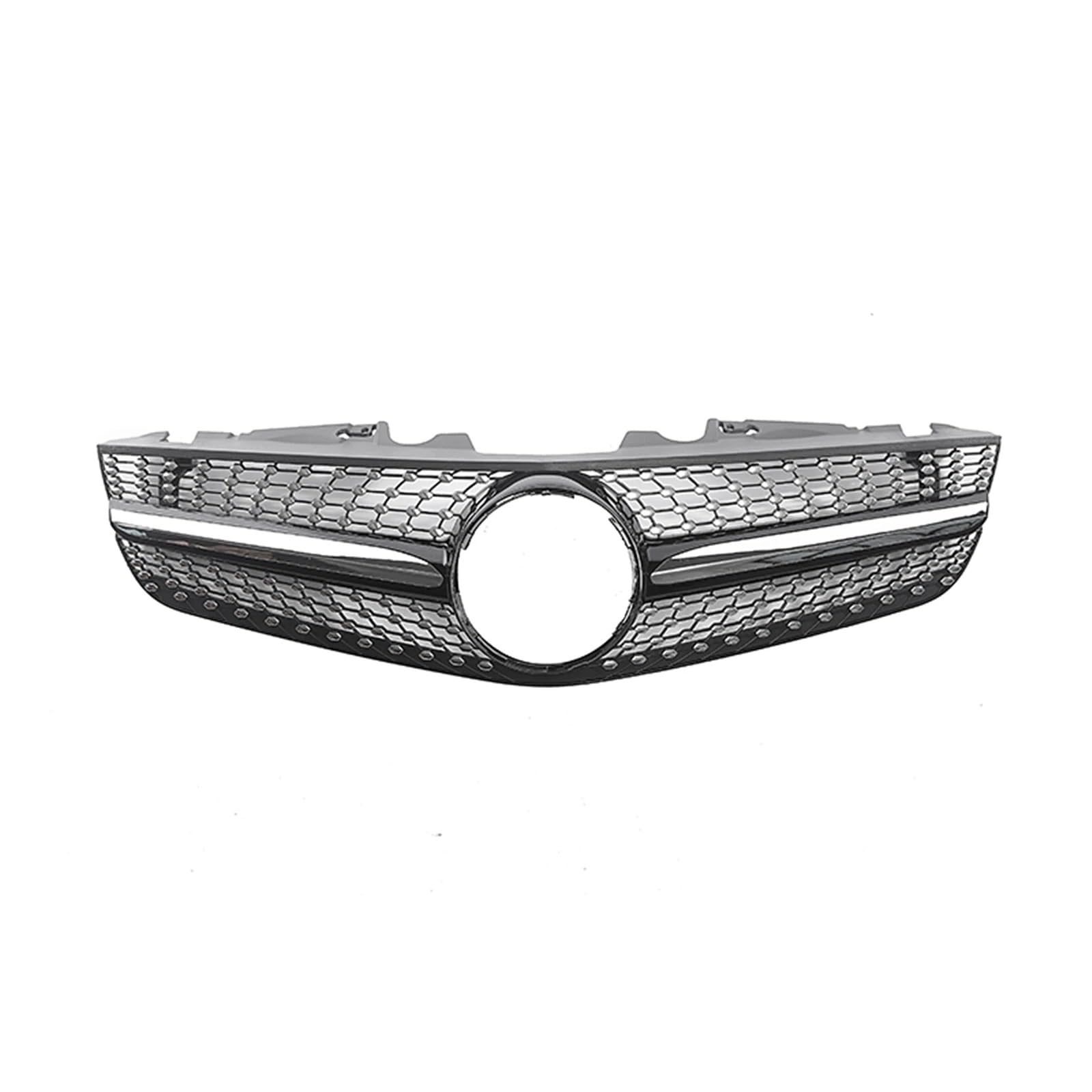 Zentralgrill Vorne Für Benz R230 Für SL-Klasse 2009 2010 2011 2012 SL500 SL550 SL600 Schwarz Silber Auto Oberen Stoßstange Haube Mesh Front Grille Grill Nieren Kühlergrill(Black) von PTLYE