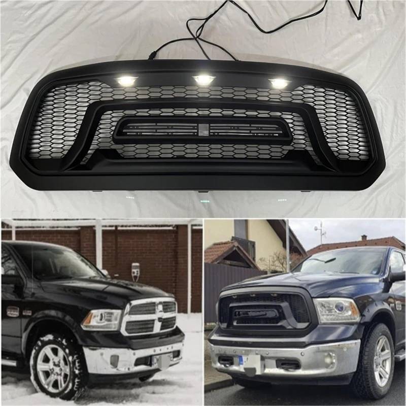 Zentralgrill Vorne Für Dodge Für Ram 1500 2013-2018 Racing Grille Für ABS Schwarz Stoßstange Maske Ersatz Gitter Für Raptor Stil Front Mesh Grill Nieren Kühlergrill(White) von PTLYE