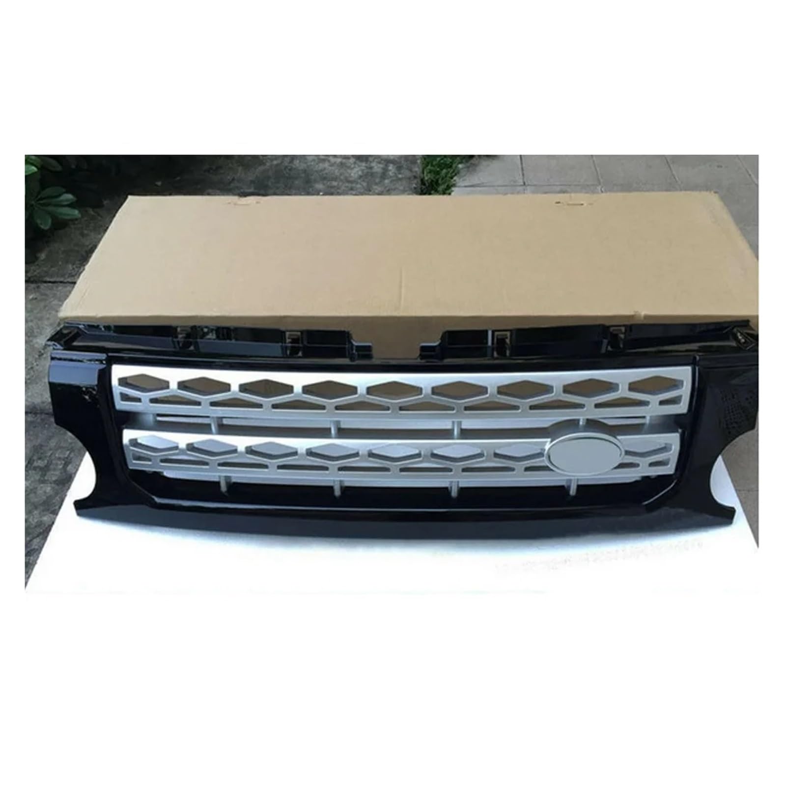 Zentralgrill Vorne Für Land Für Rover Für Discovery 4 LR4 2010 2011 2012 2013 L319 Glänzend Schwarz Für ABS Front Mesh Grille Auto Styling Racing Grills Nieren Kühlergrill(Silver) von PTLYE