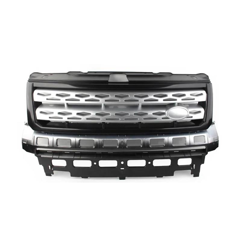 Zentralgrill Vorne Für Land Für Rover Für Freelander 2 LR2 2010 2011 2012 2013 2014 2015 2016 Auto Zubehör Teile Für ABS Frontgrill Stoßstange Mesh Grill Nieren Kühlergrill(Black Black Silver) von PTLYE