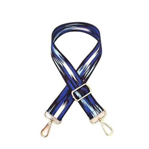 130CM Schultergurt Tragegurt Bunter Verstellbarer 3.8CM Breiter Taschengurt Schulterriemen mit Karabiner Gold Umhängegurt für Schultertasche DIY Zubehör Taschenriemen Breit für Damen,Blau von PTNKUIIY