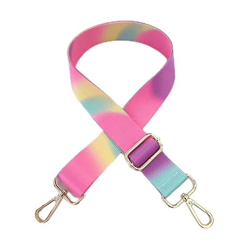 130CM Schultergurt Tragegurt Bunter Verstellbarer 3.8CM Breiter Taschengurt Schulterriemen mit Karabiner Gold Umhängegurt für Schultertasche DIY Zubehör Taschenriemen Breit für Damen,Regenbogen #3 von PTNKUIIY