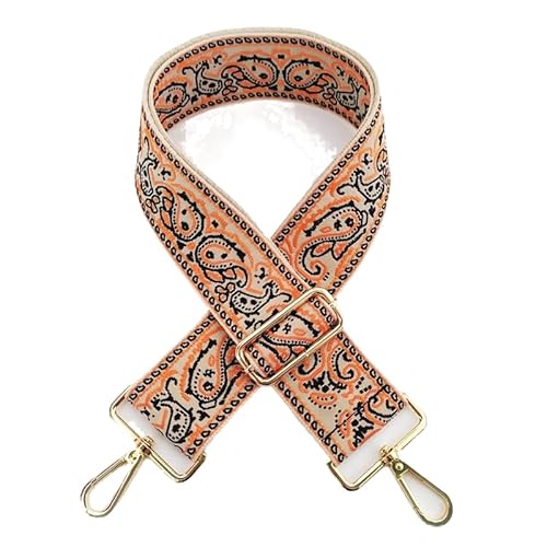 Damen Bunter Schultergurt Längenverstellbarer Breiter Tragegurt Schultergurt für Handtaschen 5cm 75-130cm Taschenhenkel Taschenriemen Tragegurt Umhängegurt mit Blumen Muster für Taschen,Orange Schwarz von PTNKUIIY