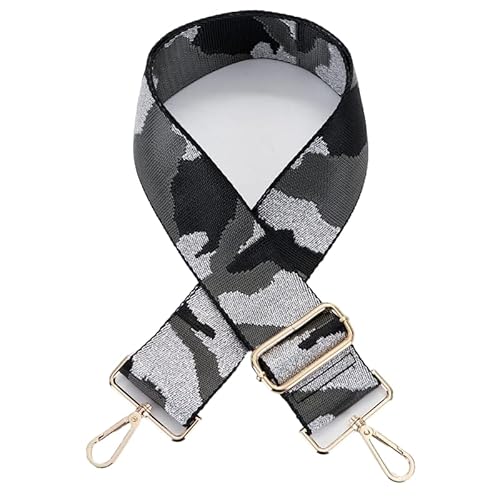 PTNKUIIY Verstellbarer Schulterriemen für Taschen, 80-130cm Bunt Taschengurt mit Karabiner 5cm Breit Camouflage Schultergurt Tragegurt Umhängegurt für Handtaschen für Damen Herren, Dunkelgrau von PTNKUIIY