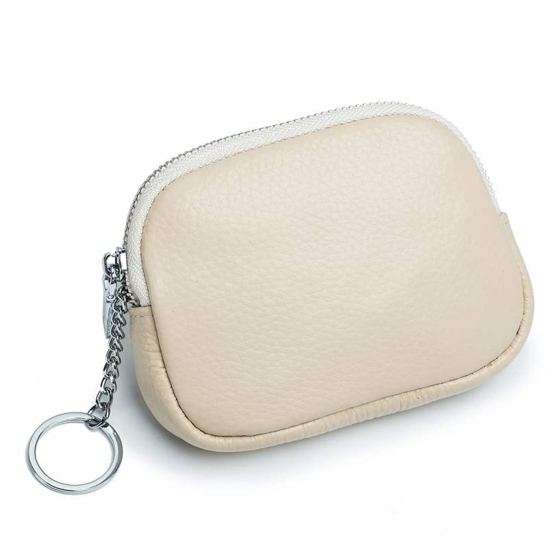 Tragbar Auto Schlüssel Tasche,Autoschlüssel Hülle für Damen Vintage Auto Fernbedienung Schlüsselanhänger Reißverschluss Schlüsseletui Tasche Münzhalter Auto Schlüsselmäppchen,Beige von PTNKUIIY