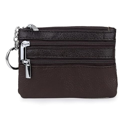 Tragbar Auto Schlüssel Tasche,Fernbedienung Wallet Tasche Universal Autoschlüssel Hülle Schlüssel Cover mit 3 Reißverschluss und Schlüsselanhänger Schlüsselmäppchen für Damen und Herren,Kaffee von PTNKUIIY