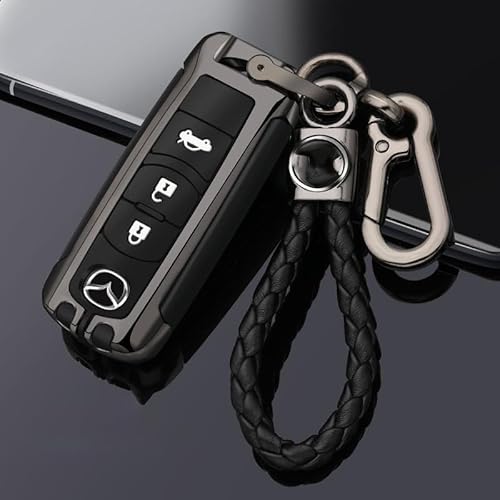 Autoschlüssel Hülle für Mazda 3 CX30 Atez CX5, Staubdicht Gute Qualität Autoschlüsselgehäuse, Verschleißfest Auto Schlüssel Schutzhülle Schlüsselbox Cover,B Black von PUBIBD