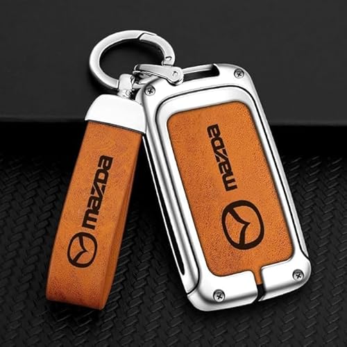 Autoschlüssel Hülle für Mazda CX5 CX4 Axela Atenza 6/3/7 CX9, Staubdicht Gute Qualität Autoschlüsselgehäuse, Verschleißfest Auto Schlüssel Schutzhülle Schlüsselbox Cover,Orange~A von PUBIBD