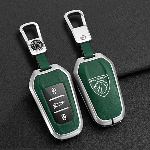 Autoschlüssel Hülle für Peugeot 408 3008 4008 5008 2008 301, Staubdicht Gute Qualität Autoschlüsselgehäuse, Verschleißfest Auto Schlüssel Schutzhülle Schlüsselbox Cover,C Green von PUBIBD
