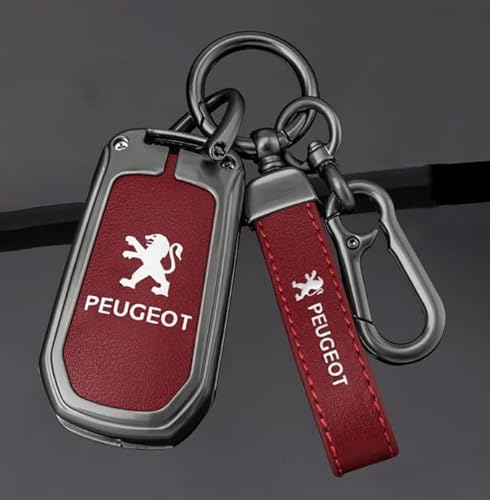 Autoschlüssel Hülle für Peugeot 408 308 301 308s 3008 2008 508, Staubdicht Gute Qualität Autoschlüsselgehäuse, Verschleißfest Auto Schlüssel Schutzhülle Schlüsselbox Cover,Red2 von PUBIBD