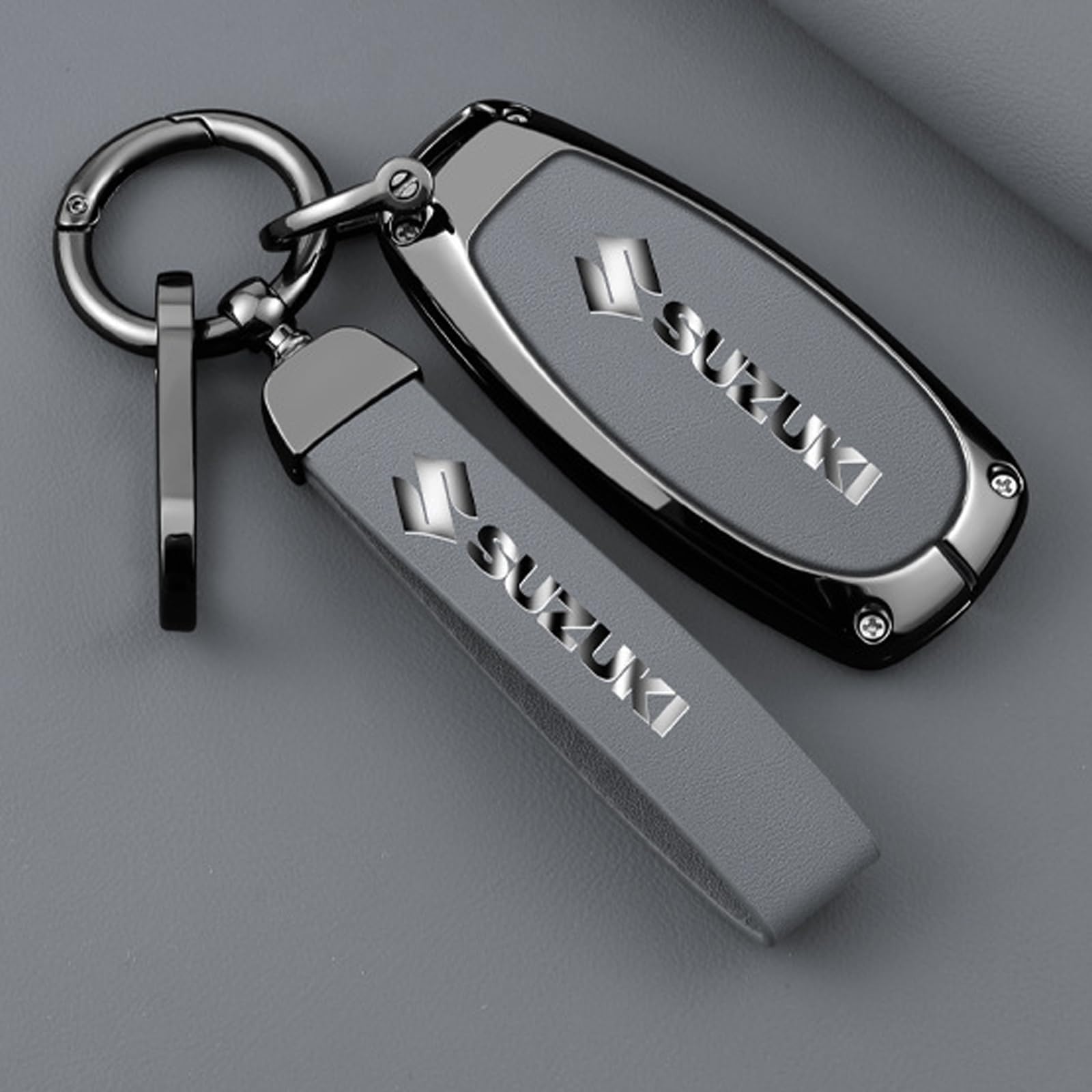 Autoschlüssel Hülle für Suzuki Vitara SX4, Staubdicht Gute Qualität Autoschlüsselgehäuse, Verschleißfest Auto Schlüssel Schutzhülle Schlüsselbox Cover,A Grey von PUBIBD