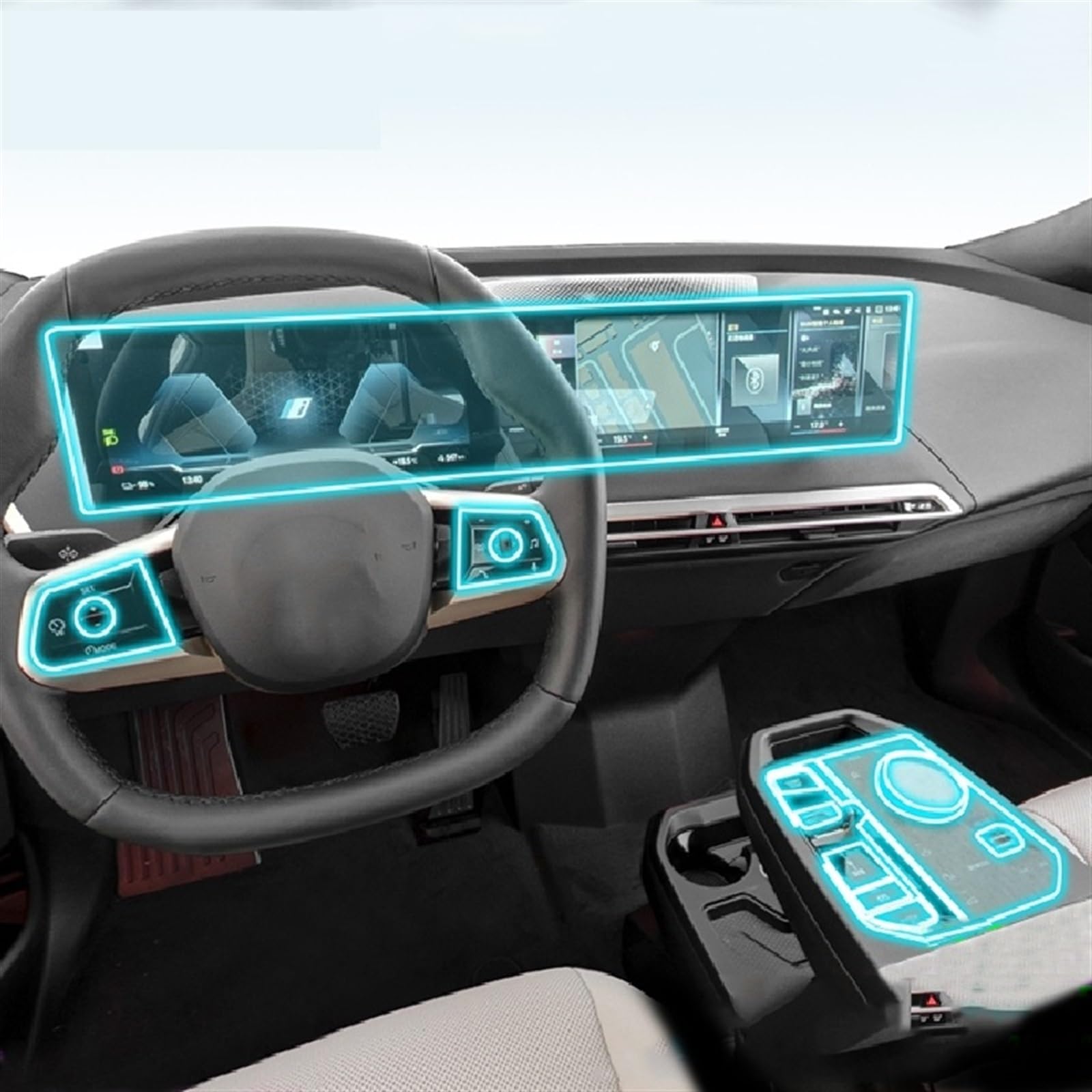 Auto GPS Navi Folie Kompatibel Mit IX I20 2022–2023, Auto-Display-Schutzfolie, Navigationsfolie, Auto-Innenraum-Mittelkonsole, Transparente TPU-Schutzfolie(Style C for RHD) von PUNICS