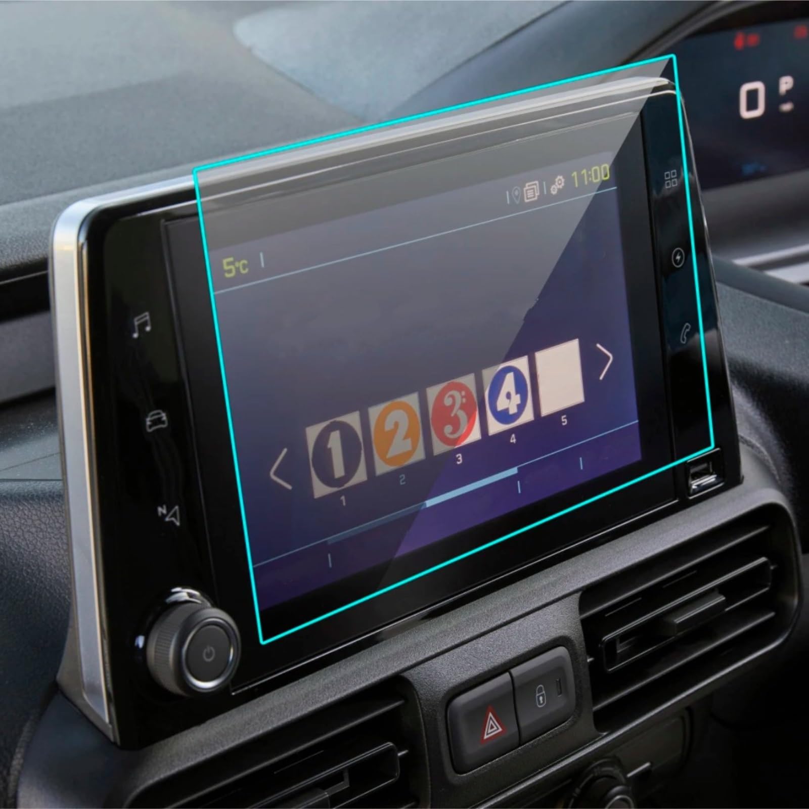 Auto GPS Navi Folie Kompatibel Mit Peugeot Für E-Partner 2021 Auto-GPS-Displayschutzfolie Aus Gehärtetem Glas PET-Displayschutzfolie Für Autonavigation von PUNICS