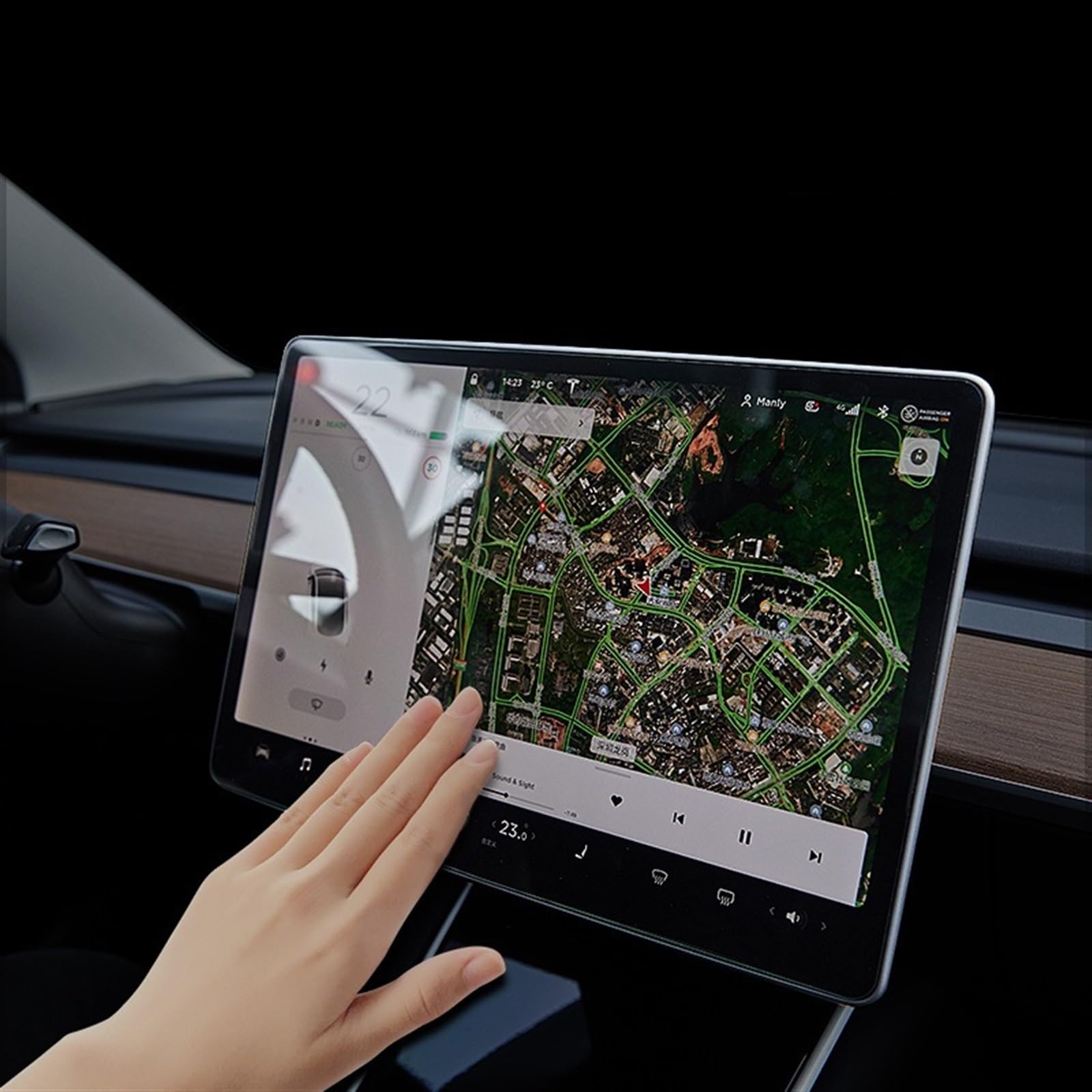 Auto GPS Navi Folie Kompatibel Mit Tesla Für Model 3 Y 15 Zoll Schutzfolie, Gehärtetes Glas, Mittlerer Bildschirm, Autoschutz, Auto-GPS-Navigationsfolie, Innenraum von PUNICS